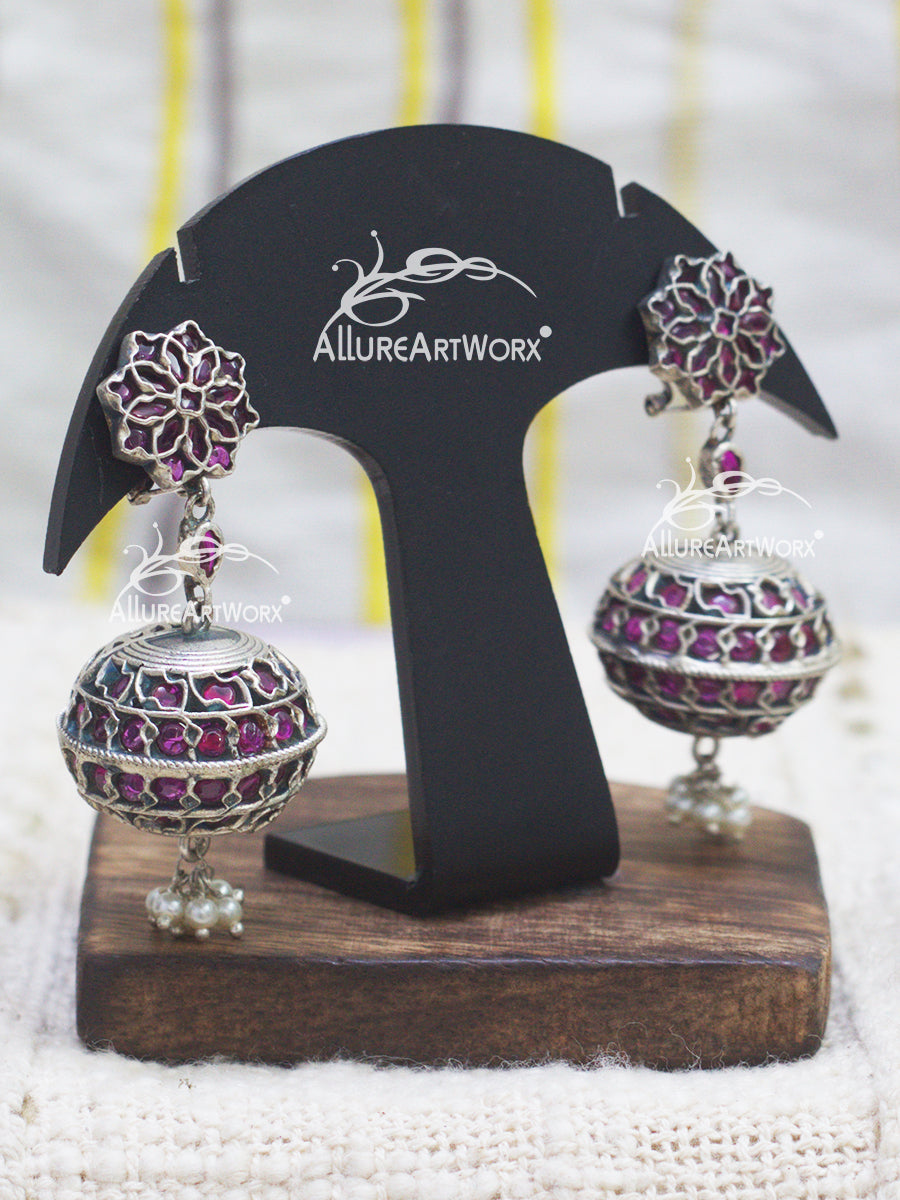 Traditional Earrings(dark pink)